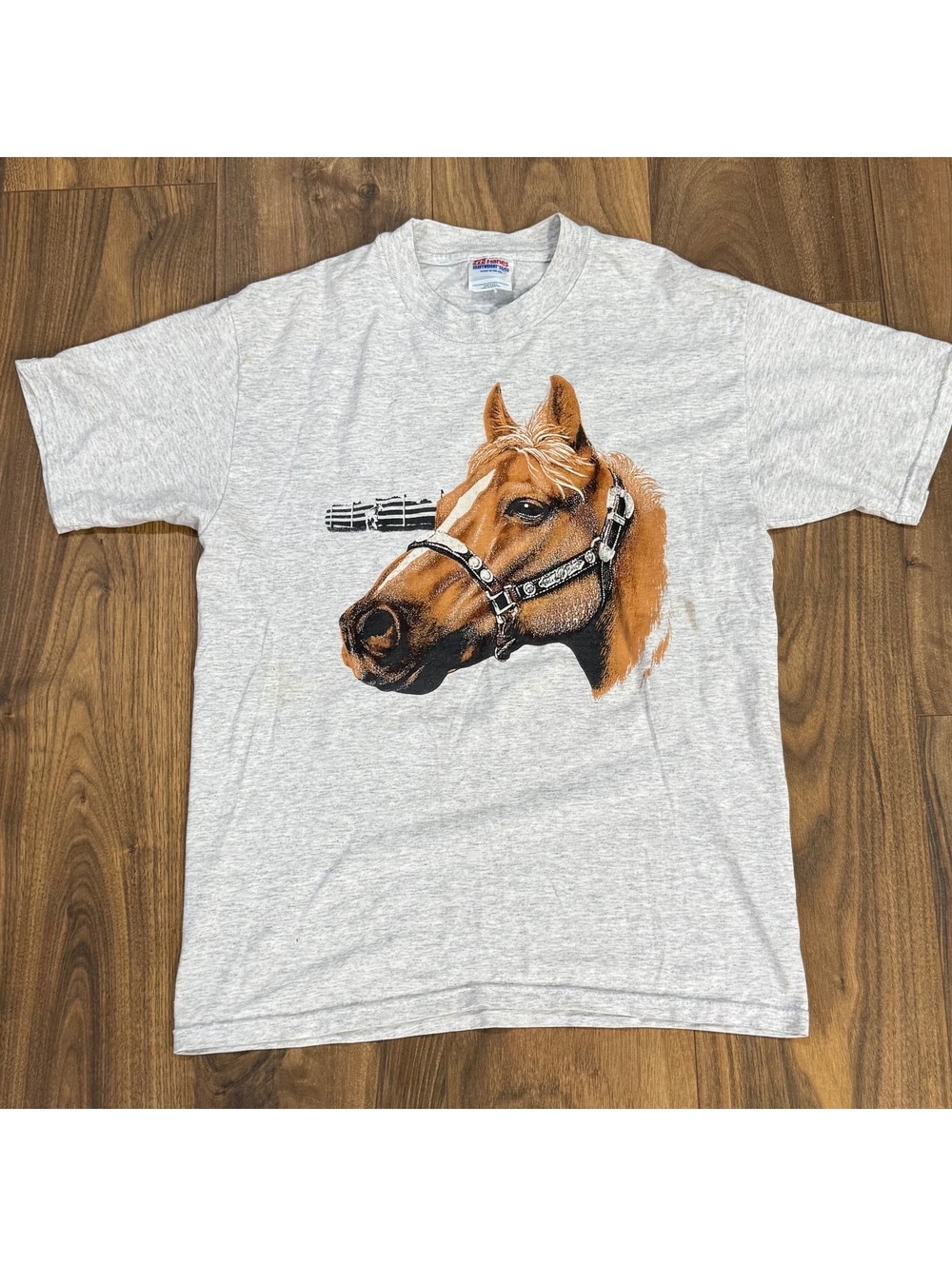 Vintage Hanes Beefy-T Horse Graphic T Shirt Medium 90s Music Equestrian Made USA